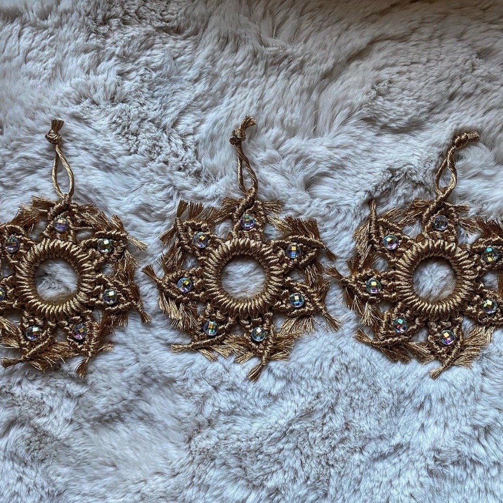 Handmade Macrame Crochet Snowflake Ornaments